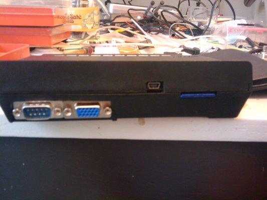 The finished backside, SD card slot and mini USB port of the mbed accessible