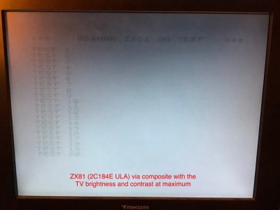 ZX81 (2C184E ULA) via UHF with the TV brightness and contrast at maximum