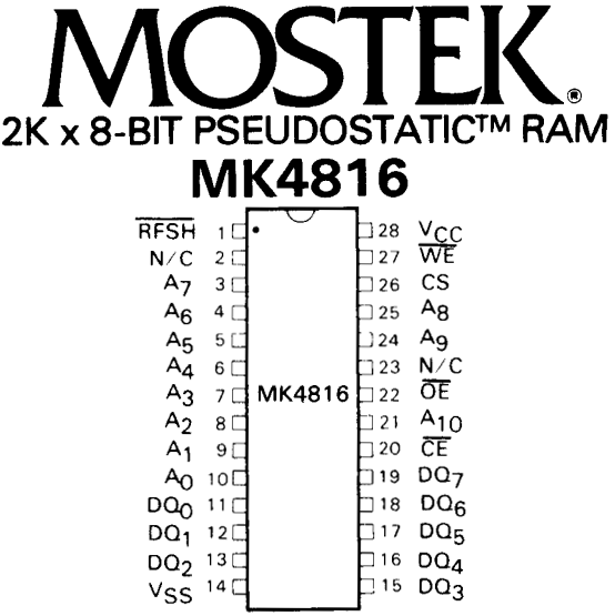 MK4816 Pseudostatic 2K RAM