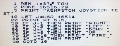 Kempston joystick interface - More complex  ZX81 test program