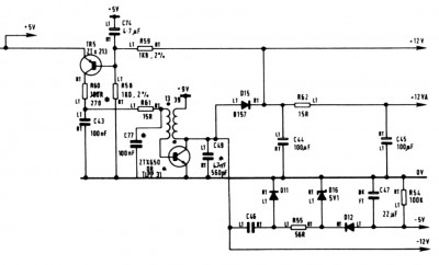 ZX Spectrum Issue 3 DC/DC converter circuit schematic