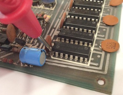 Close up of testing the -5V on pin 1