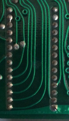 Issue 1 PCB bottom side showing the ROM connections