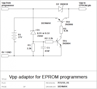 Vpp adaptor for EPROM programmers