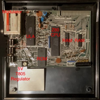 ZX81 issue one board with major parts identified